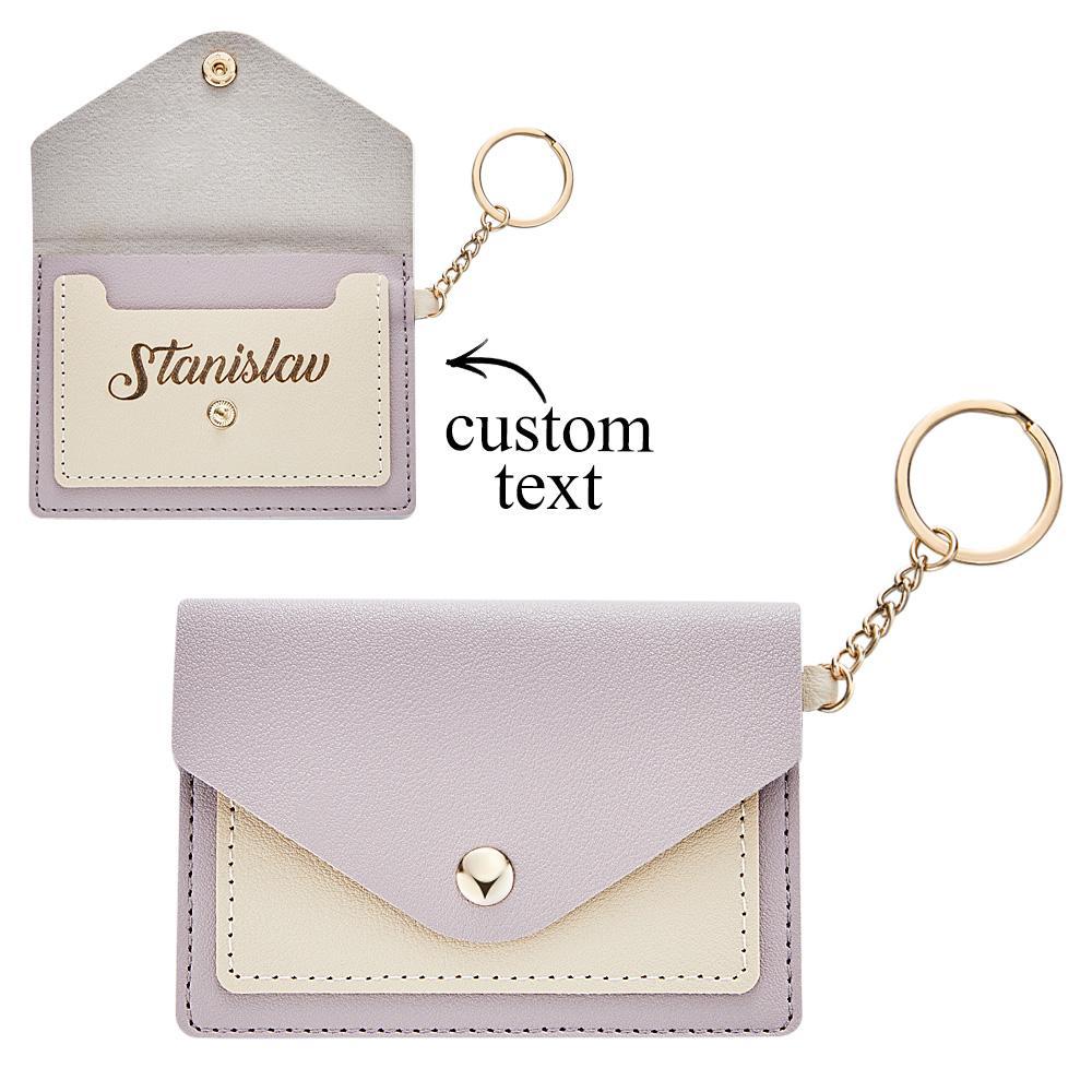 Custom Engraved Keychain Wallet Leather Card Holder Creative Gifts - MyCameraRollKeychain