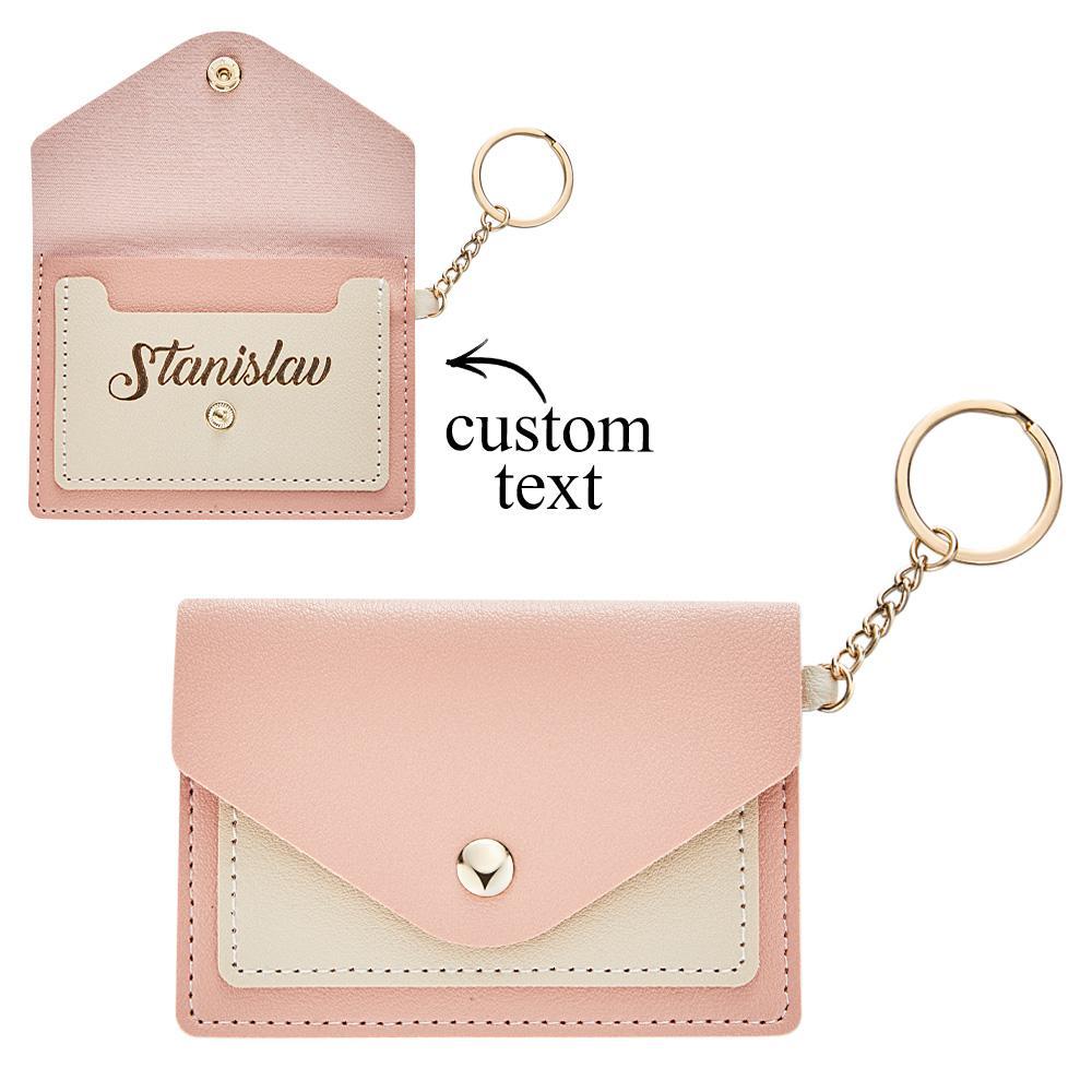 Custom Engraved Keychain Wallet Leather Card Holder Creative Gifts - MyCameraRollKeychain