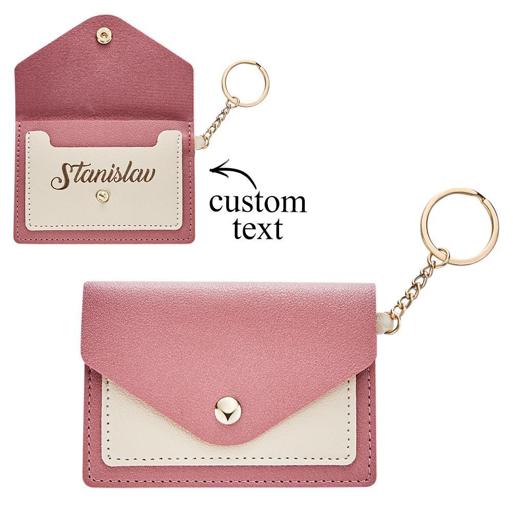 Custom Engraved Keychain Wallet Leather Card Holder Creative Gifts - MyCameraRollKeychain