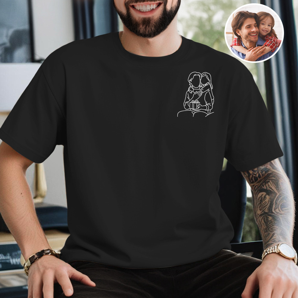Custom Photo Shirt for Dad Personalized Dad Portrait Shirt Custom Dad Shirt with Photo - MyCameraRollKeychain