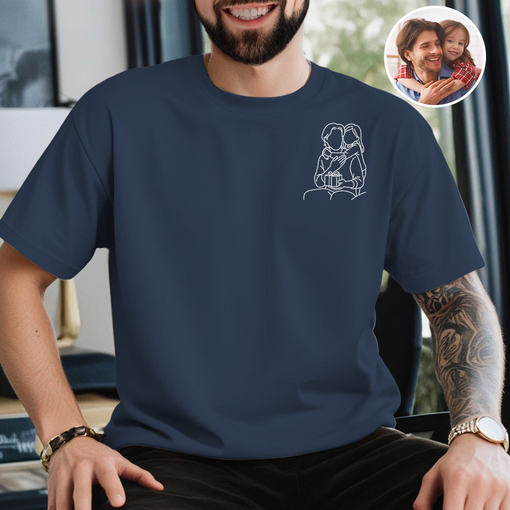 Custom Photo Shirt for Dad Personalized Dad Portrait Shirt Custom Dad Shirt with Photo - MyCameraRollKeychain