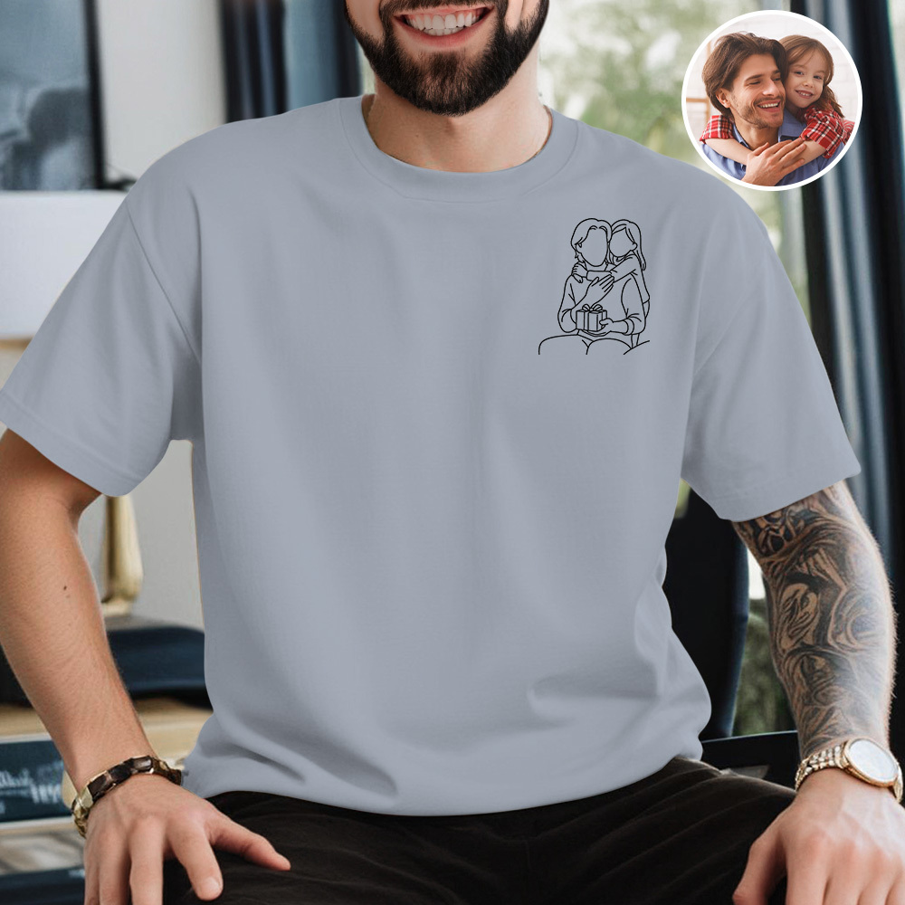 Custom Photo Shirt for Dad Personalized Dad Portrait Shirt Custom Dad Shirt with Photo - MyCameraRollKeychain