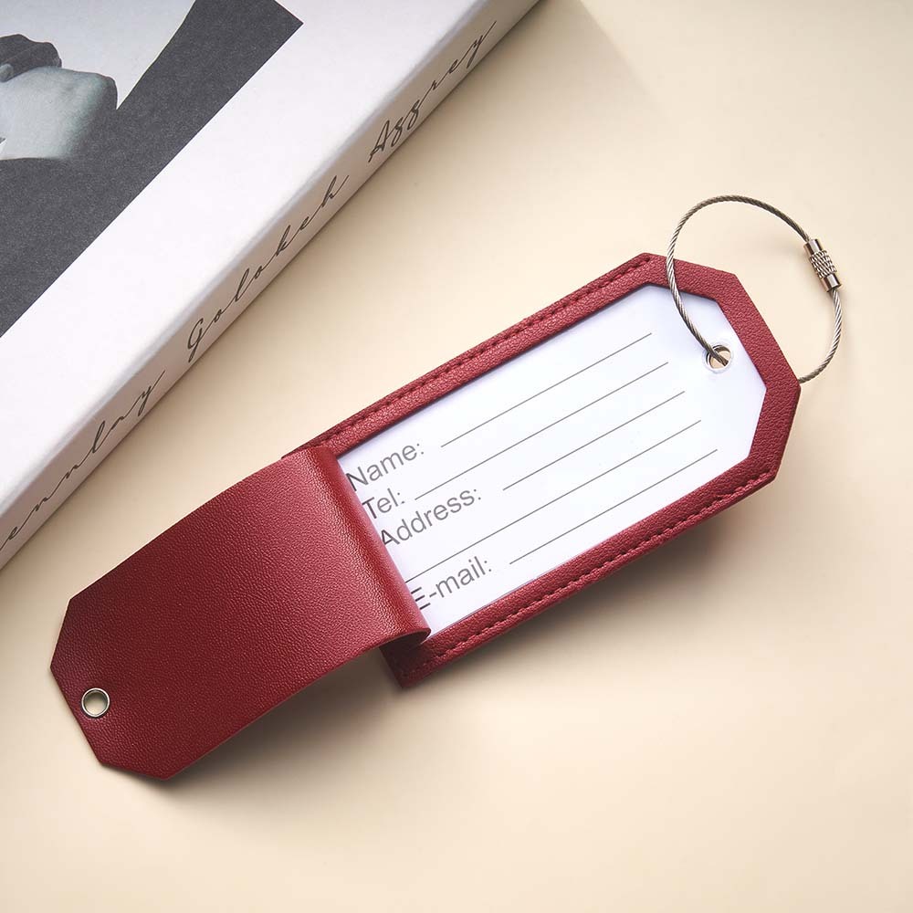 Personalized Engraved Leather Luggage Tag Creative Airplane Path Design Keychain Anniversary Gift - MyCameraRollKeychain