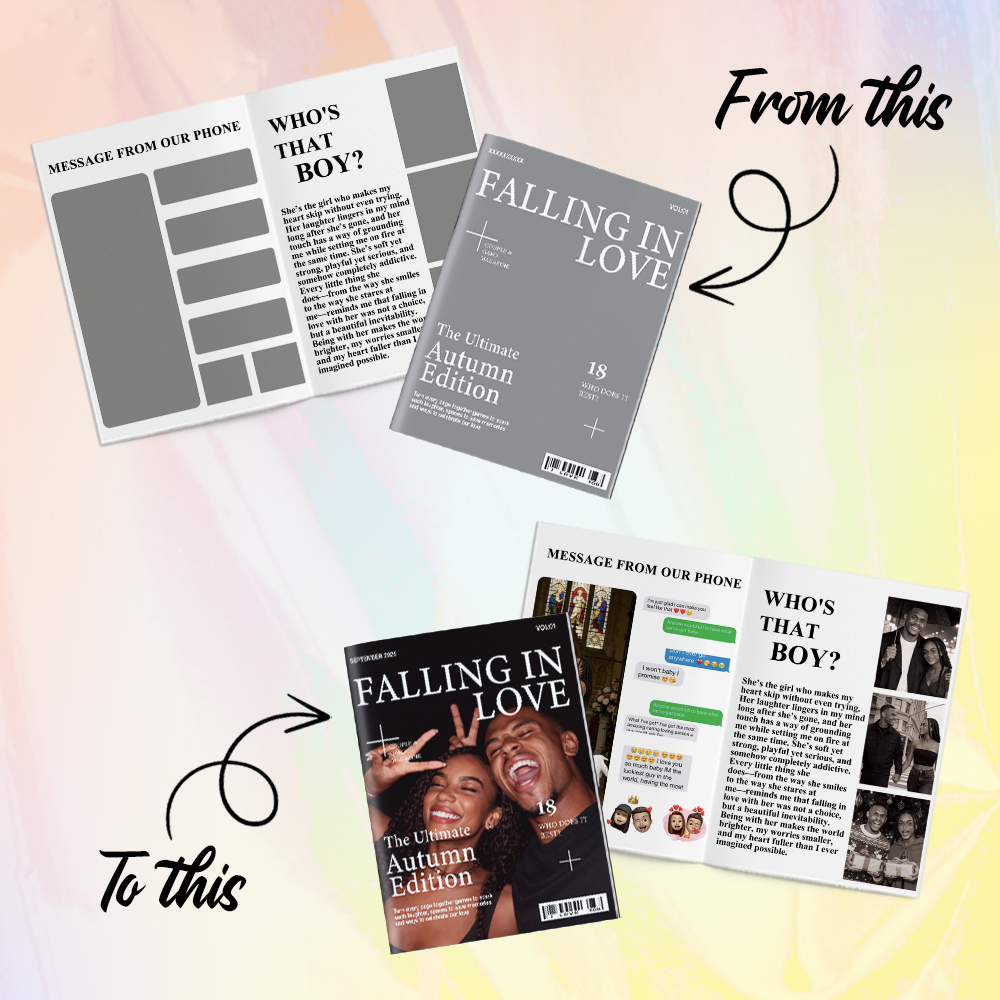 Personalized LOVE STORY Magazine for Couples on Valentine's Day - MyCameraRollKeychain