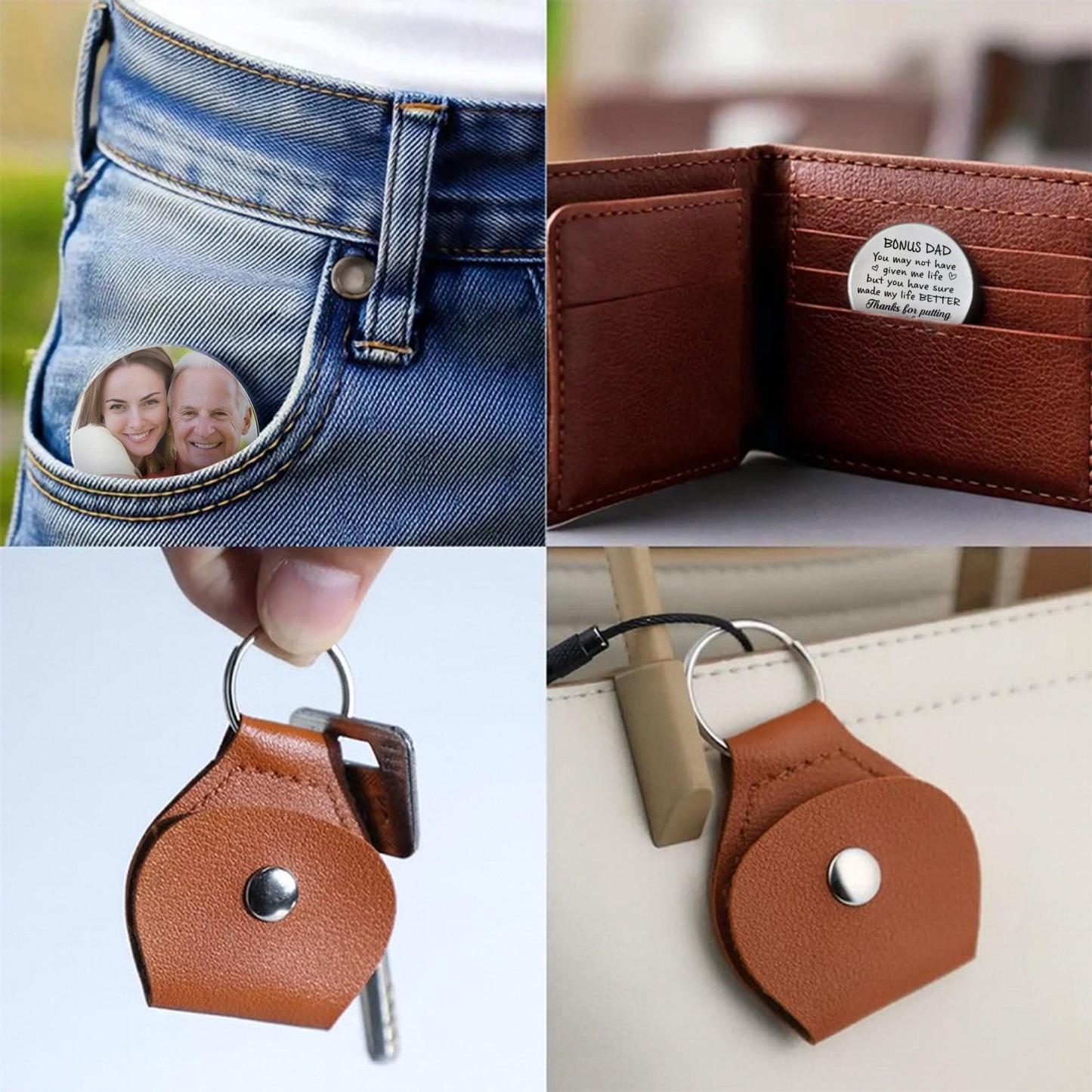 Bonus Dad, Better Life Thanks Keychain - Personalized Custom Pocket Hug