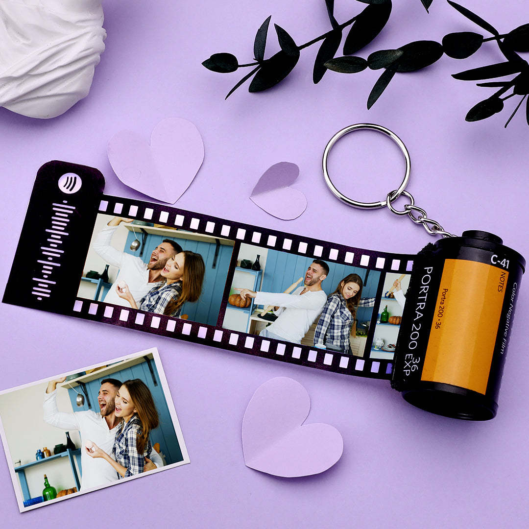 Keychain Gift For Mom Spotify Code Scannable Film Roll Keychain Custom Photo Camera Roll Keychain for Love 5-20 Pictures