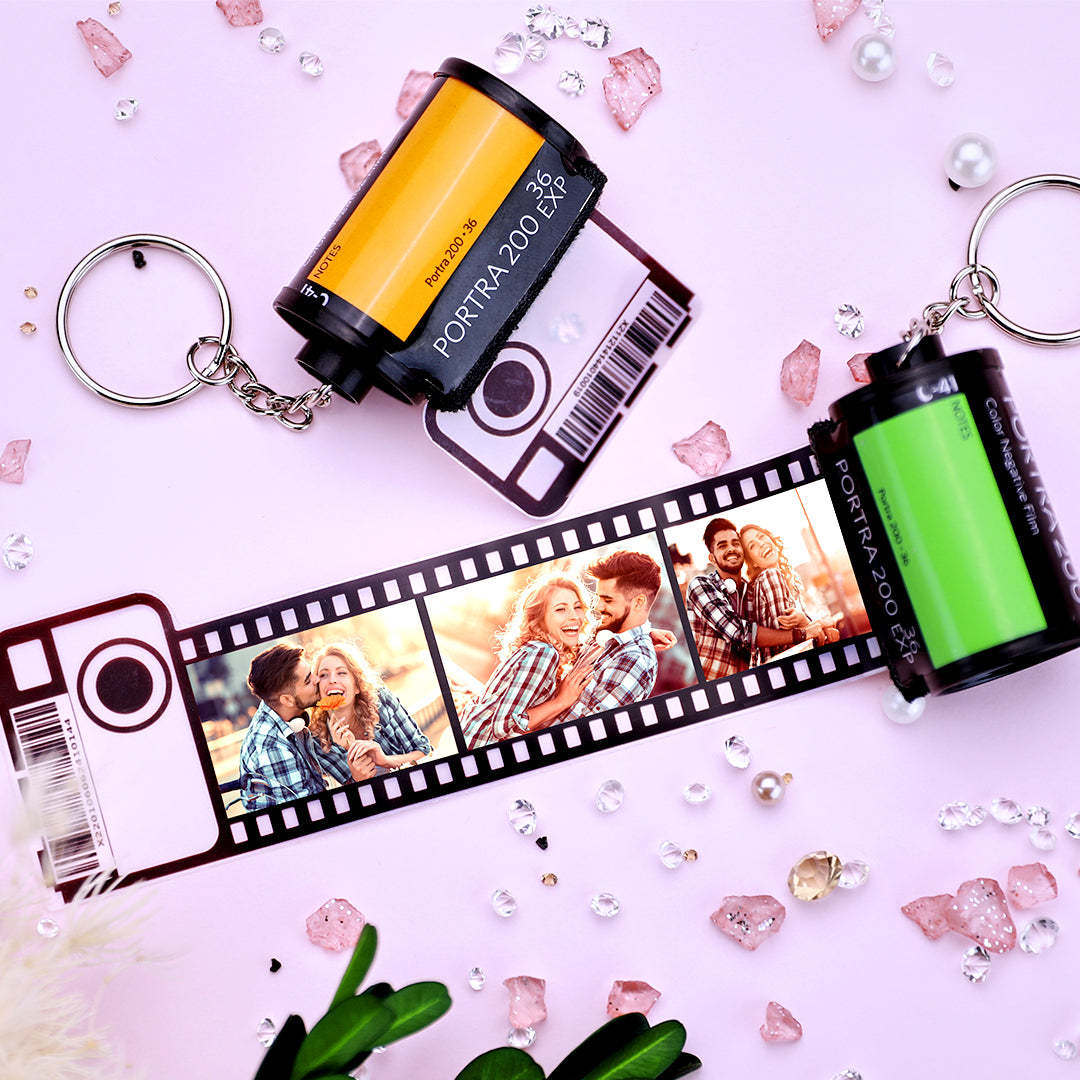 Gift For Lover Custom Camera Roll Keychain White Elephant Gifts Personalized Multiphoto Film Roll Keychain Personalized Keychain 5-20 Pictures