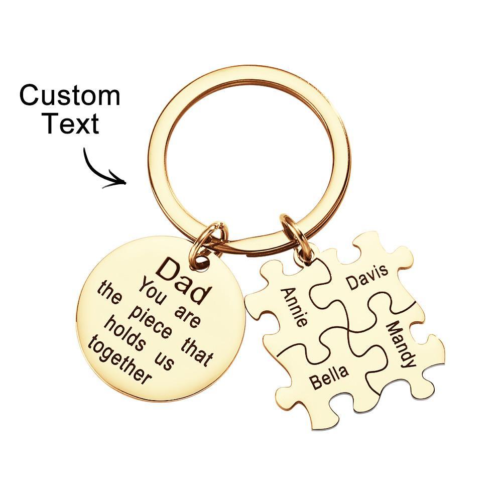 Engraved Puzzle Circle Keychain Personalized Key Ring Father's Day Gift - MyCameraRollKeychain