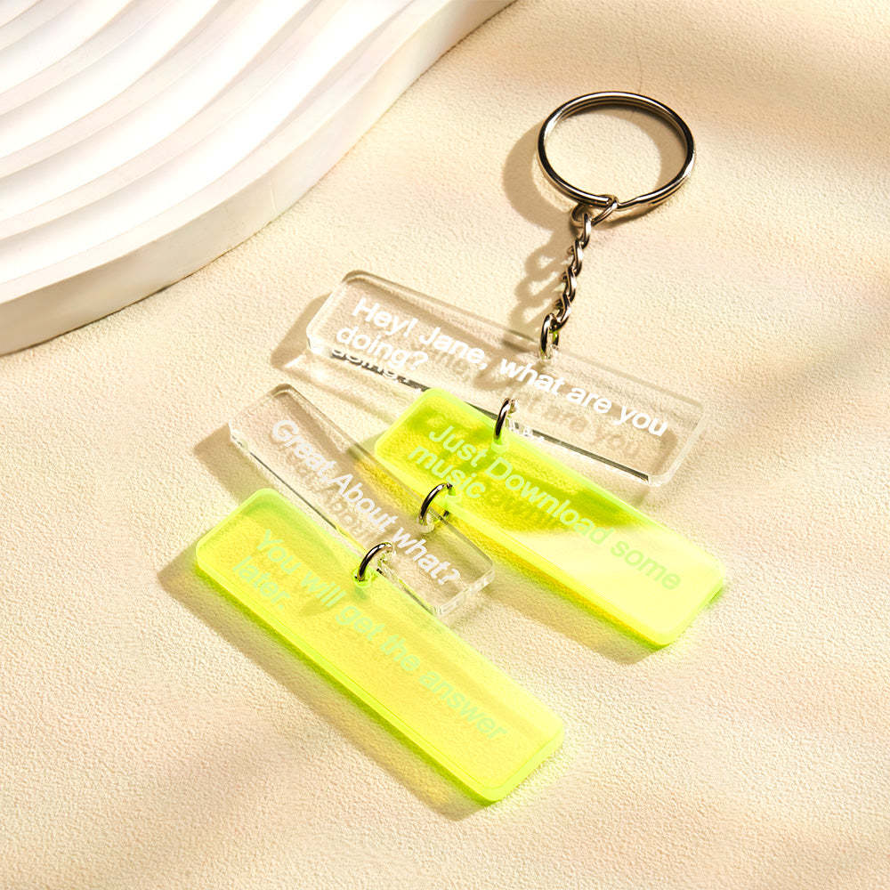 Custom Text Message Acrylic Keychain Personalized Funny Words Key Ring Birthday Gifts - MyCameraRollKeychain