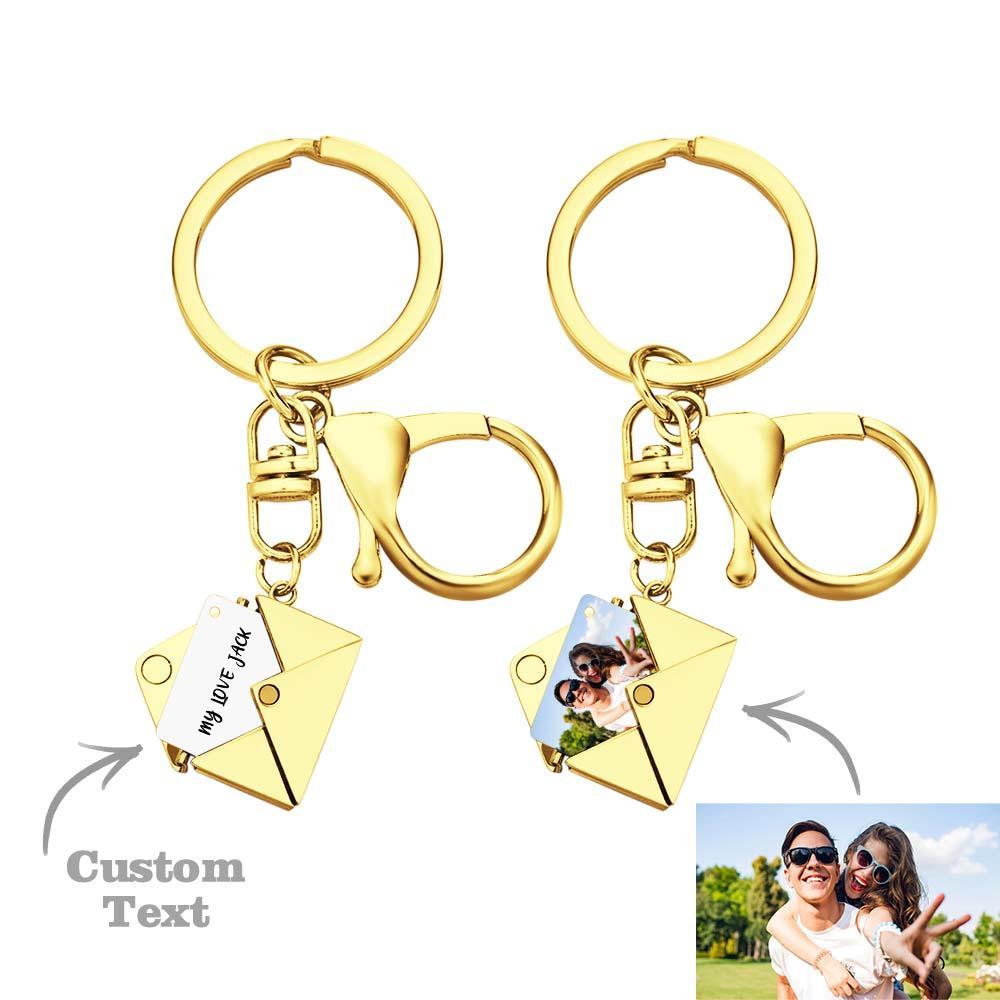 Custom Photo Keychain Mail Envelope Picture Key Ring Locket Gifts - MyCameraRollKeychain