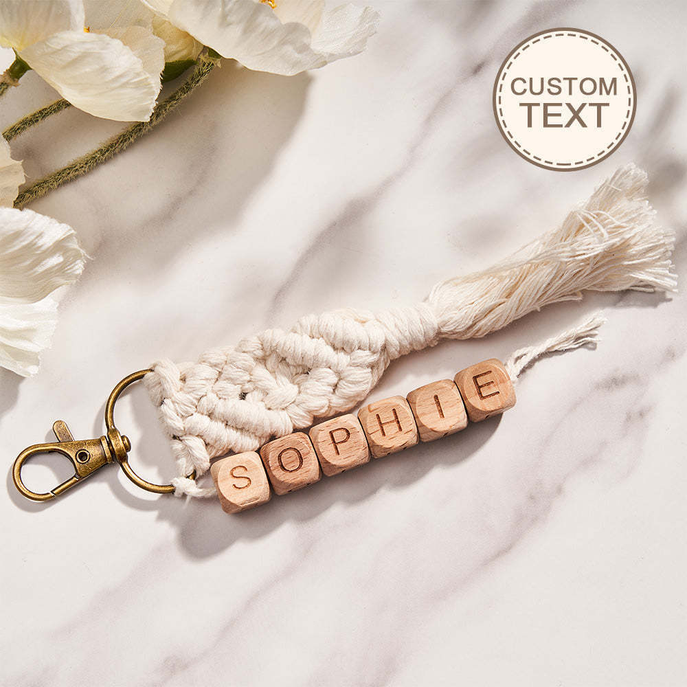 Custom Engraved Pendant Creative Weave Bead Wedding Gifts - MyCameraRollKeychain
