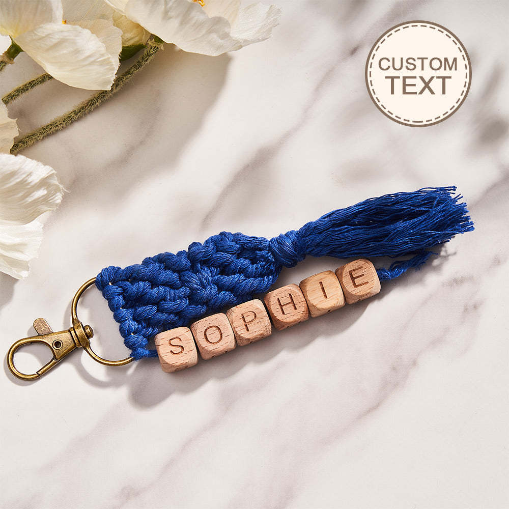 Custom Engraved Pendant Creative Weave Bead Wedding Gifts - MyCameraRollKeychain