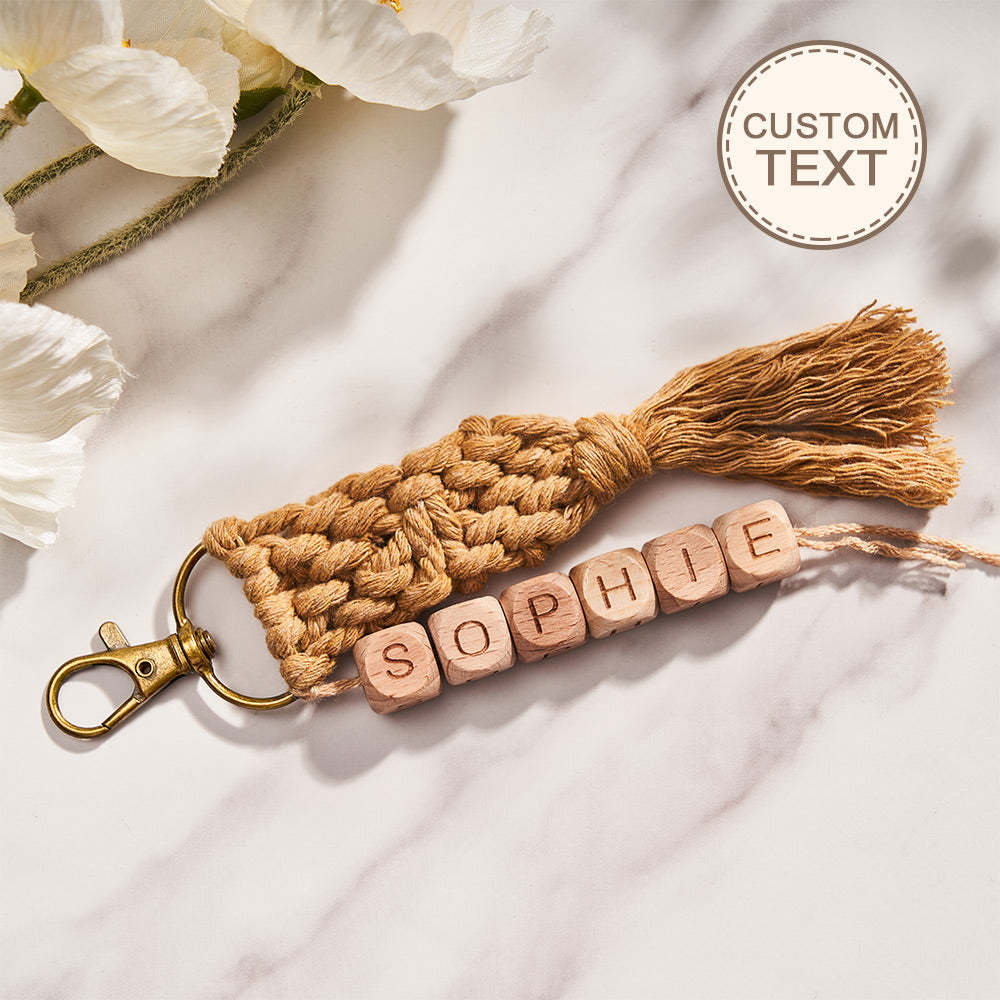 Custom Engraved Pendant Creative Weave Bead Wedding Gifts - MyCameraRollKeychain