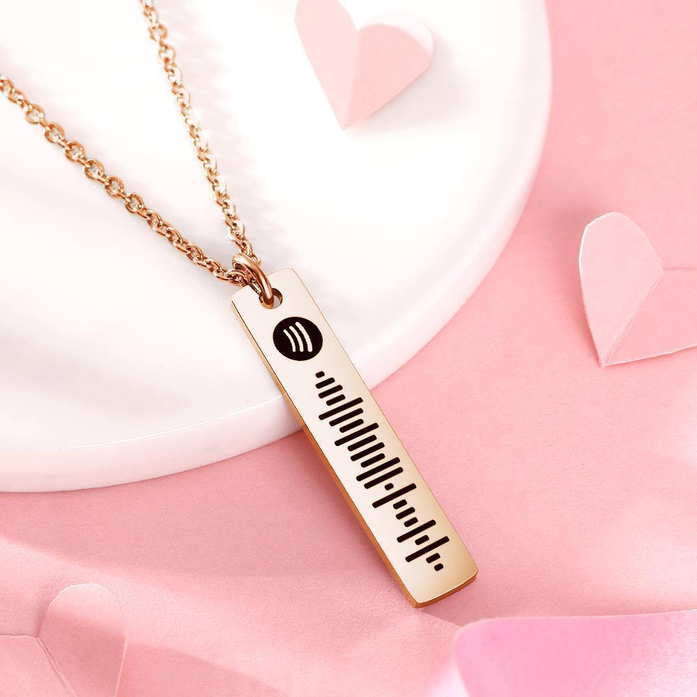 Personalized Bar Necklace Spotify Code Necklace Custom Music Spotify Scan Code Stainless Steel Necklace - myspotifyplaque