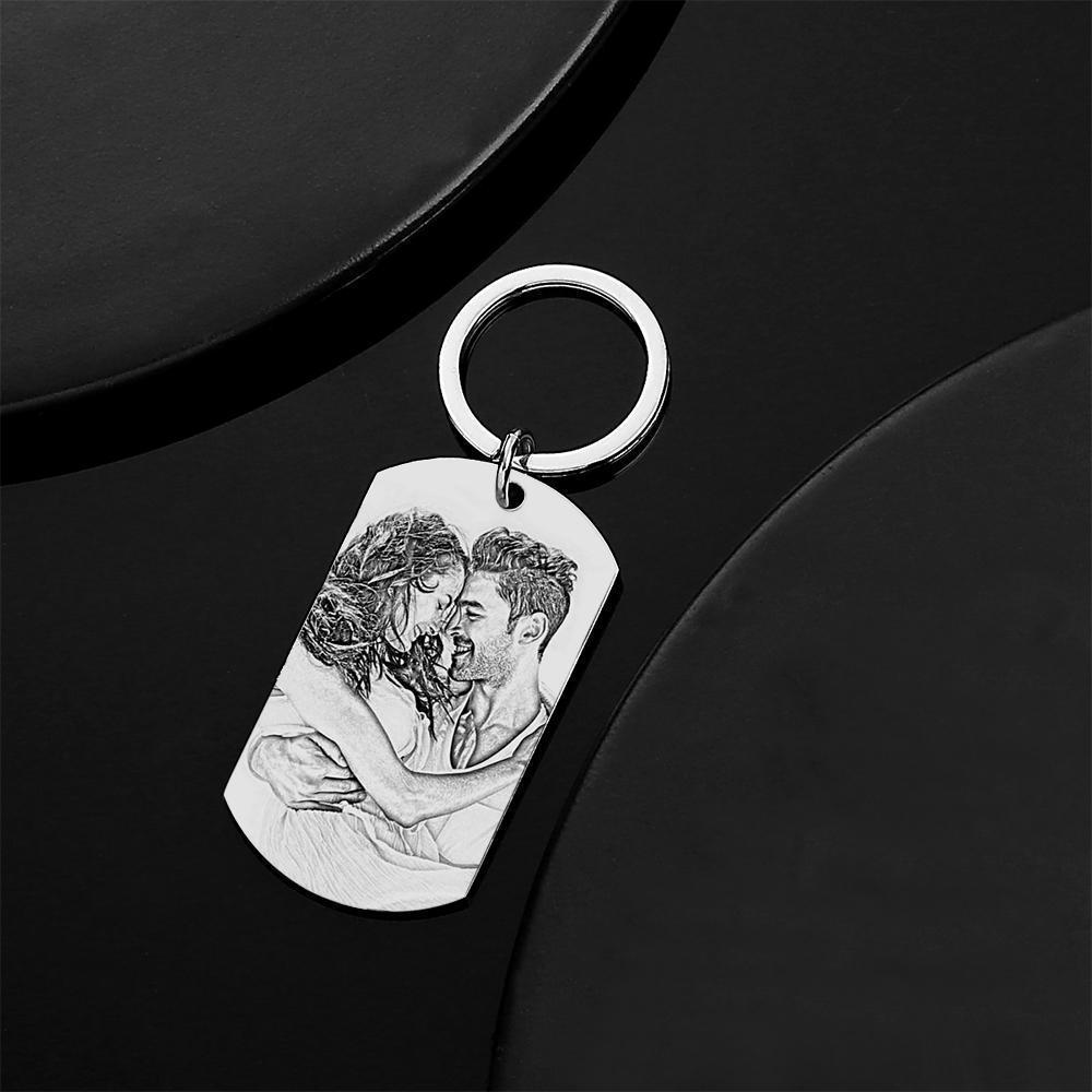 Personalized Engraved Photo Dog Tag Keychain