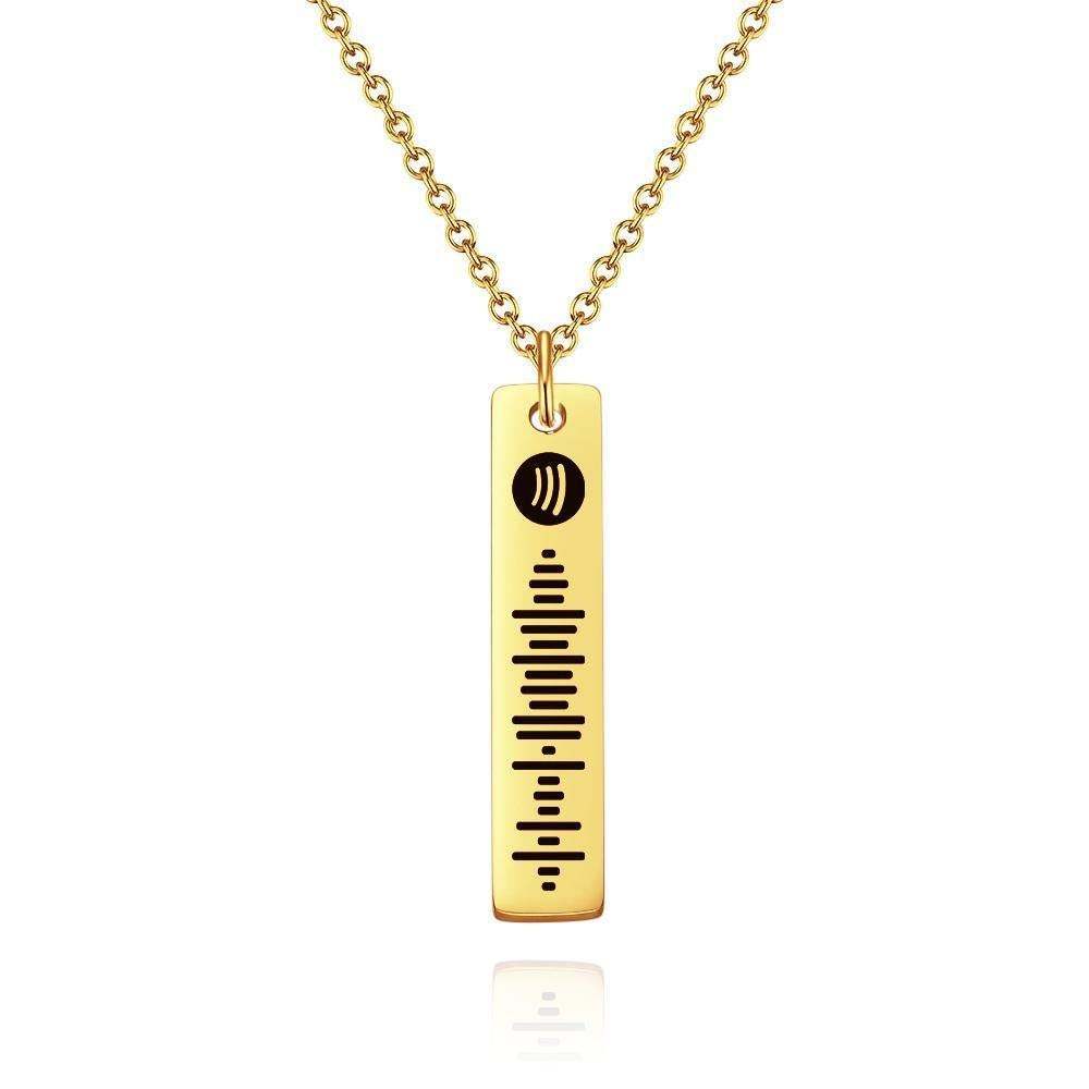 Personalized Bar Necklace Spotify Code Necklace Custom Music Spotify Scan Code Stainless Steel Necklace 14K Gold - myspotifyplaque