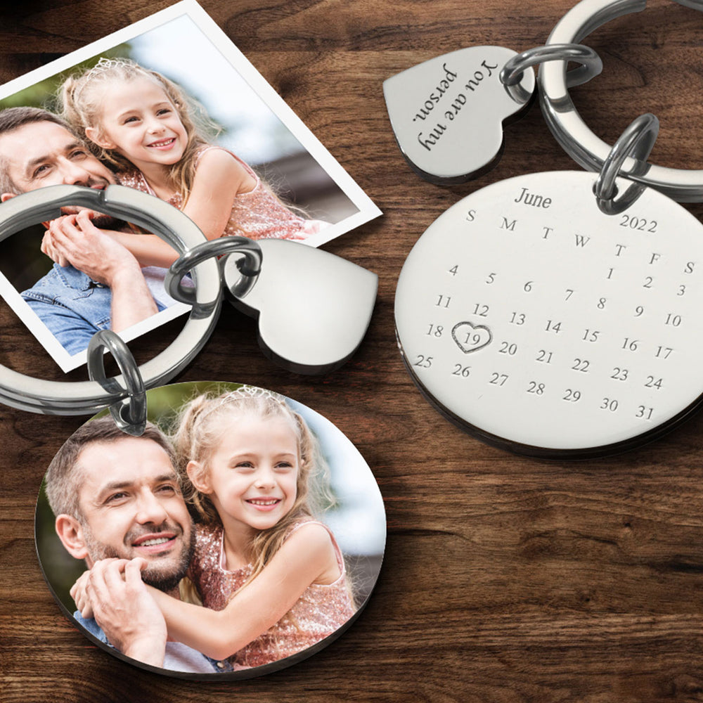 Custom Anniversary Calendar Keychain - Gift For Dad