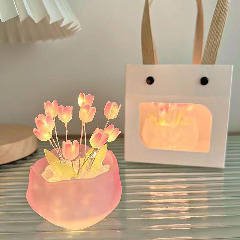 Pumpkin cup tulip diy night light romantic tulip pumpkin lantern creative atmosphere light birthday gift