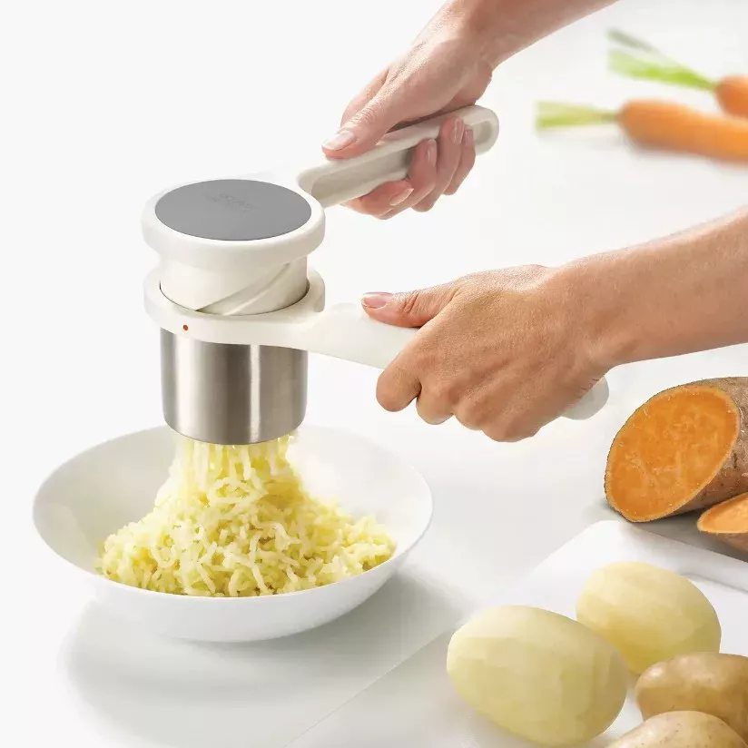 Rotating Potato Ricer and Masher, Manual Potato Press & Food Mill for Mashed Potatoes, Sweet Potatoes, Fruits, Vegetables and Homemade Baby Food