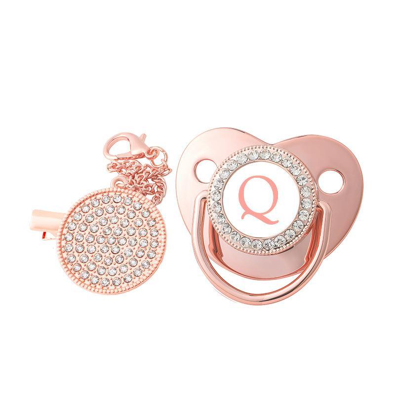 Rose Gold Baby Pacifier With 26 Letters For Weaning Baby