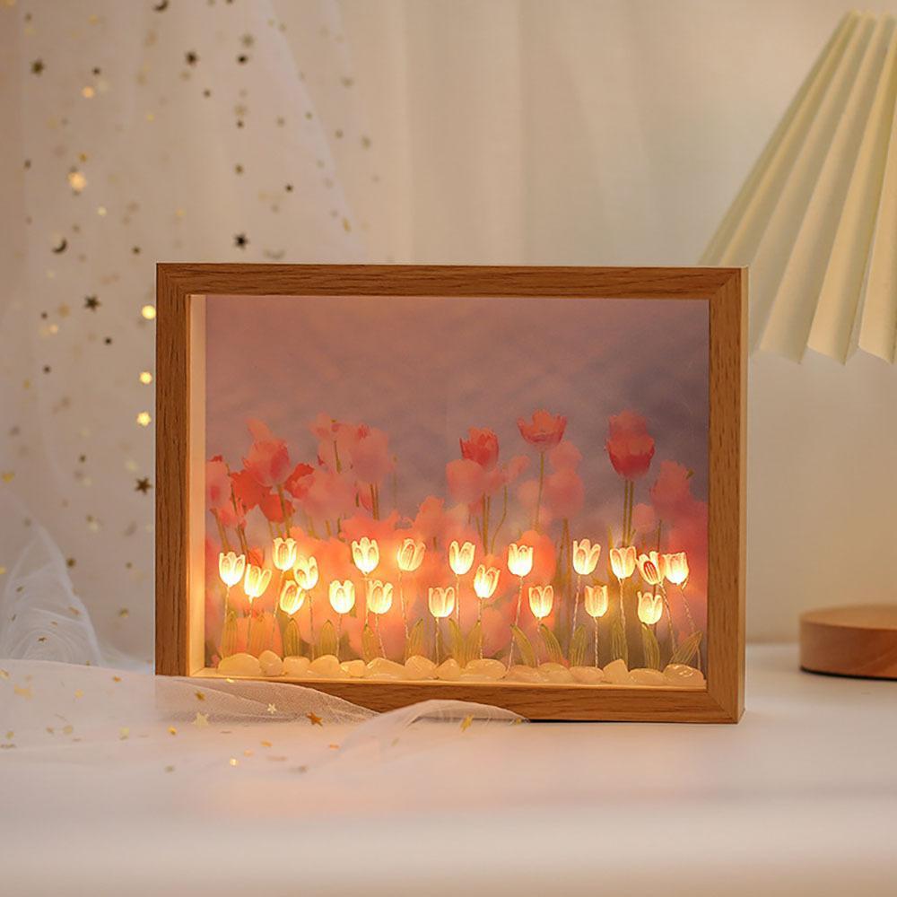 Tulip photo frame night light Tulip night light creative gift for besties Mid-Autumn Festival gift photo frame night light