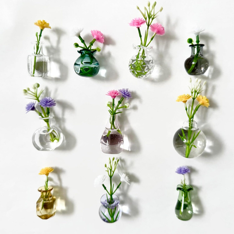 Cute Mini Glass Vase Magnets for Fridge Funny Small Plant Magnets for Refrigerator Decoration Kitchen Locker Kitchen Office (10 Pack)