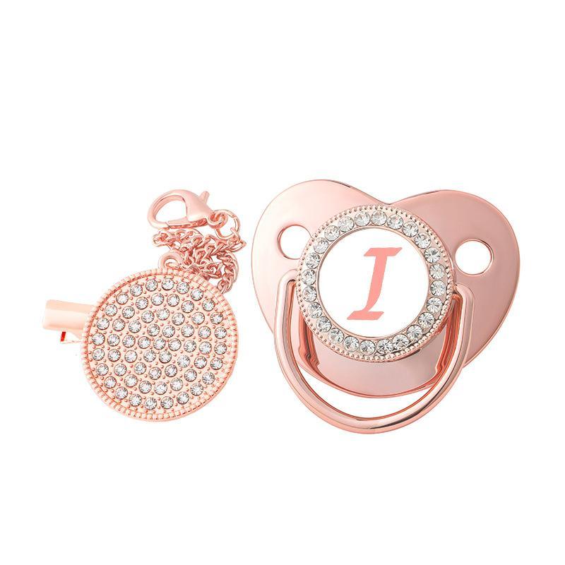 Rose Gold Baby Pacifier With 26 Letters For Weaning Baby