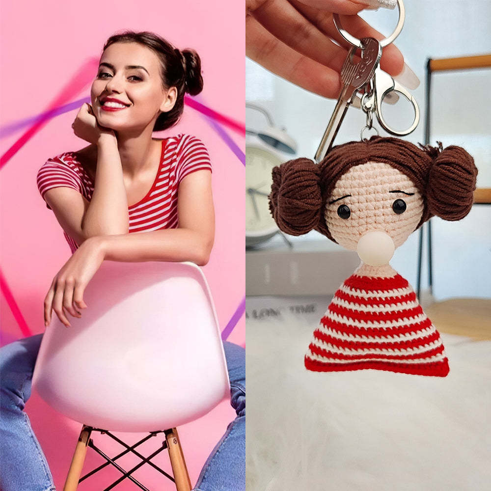 Custom Crochet Doll Keychain Personalized Gifts Handwoven Mini Dolls - MyCameraRollKeychain