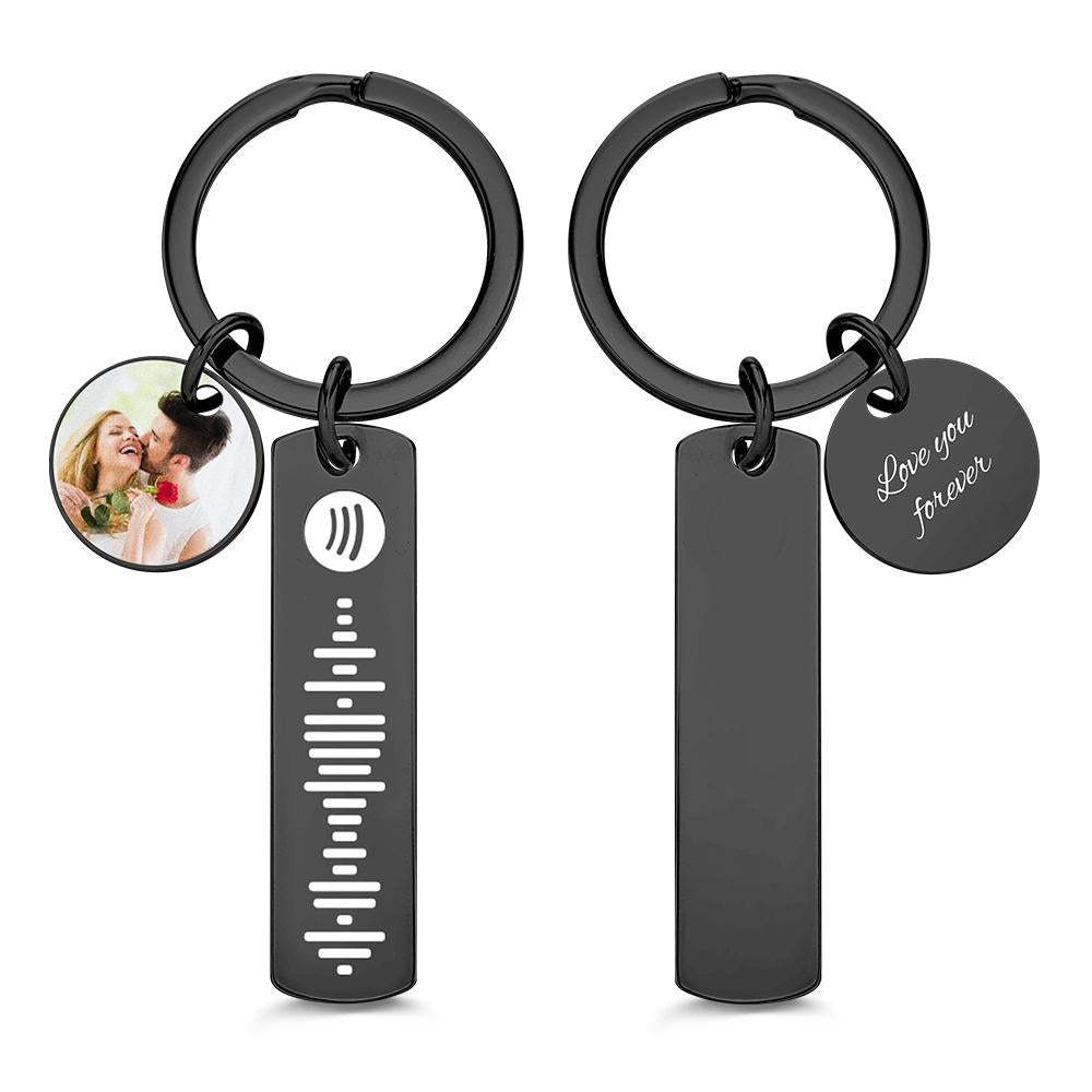Custom Photo Engraved Keychain Scannable Spotify Code Creative Gifts - MyCameraRollKeychain