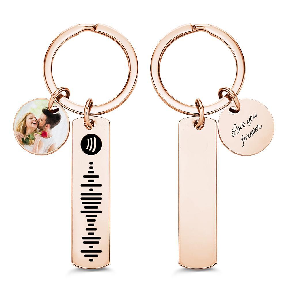 Custom Photo Engraved Keychain Scannable Spotify Code Creative Gifts - MyCameraRollKeychain