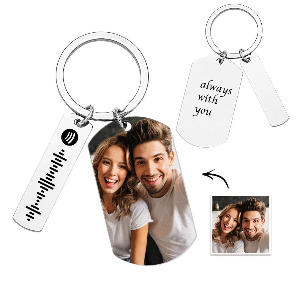 Custom Scannable Spotify Code Keychains Photo Engraved Creative Metal Gifts - MyCameraRollKeychain