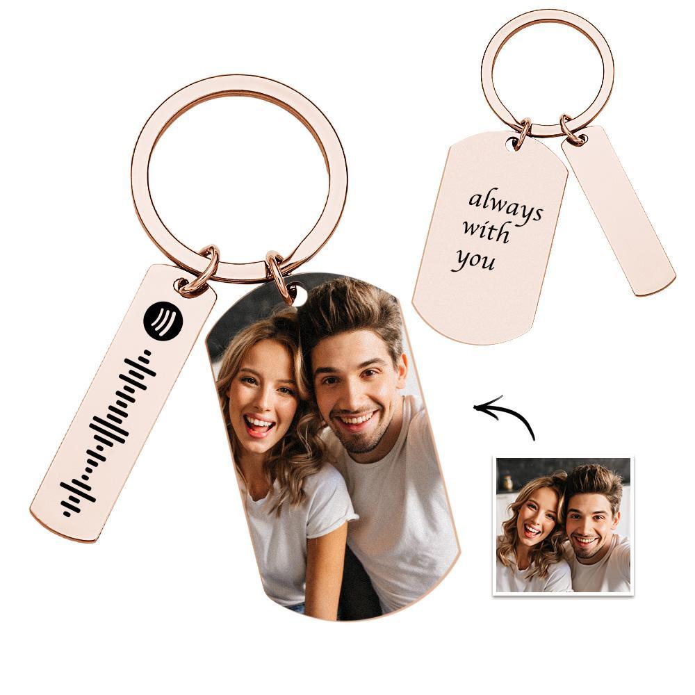 Custom Scannable Spotify Code Keychains Photo Engraved Creative Metal Gifts - MyCameraRollKeychain