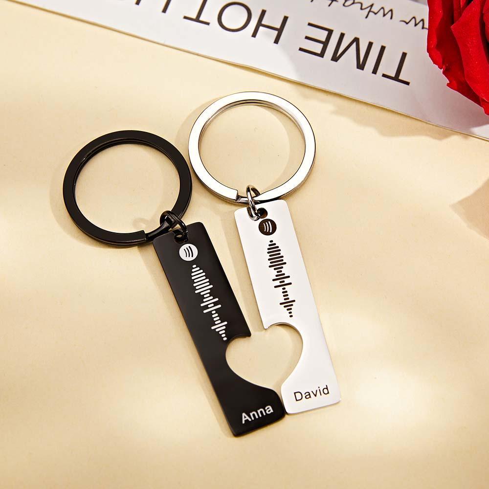 Custom Text Scannable Spotify Code Keychain 2pcs a Set - MyCameraRollKeychain