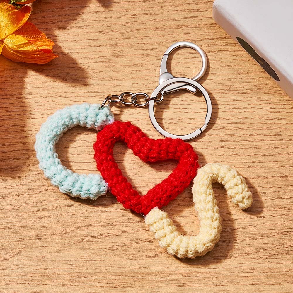 Custom Crochet Keychain Personalized Initials Keychains Handwoven Keyring Gift - MyCameraRollKeychain