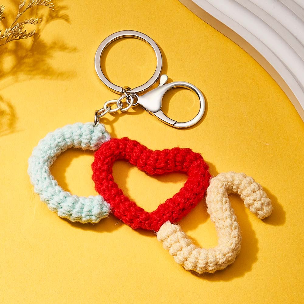 Custom Crochet Keychain Personalized Initials Keychains Handwoven Keyring Gift - MyCameraRollKeychain