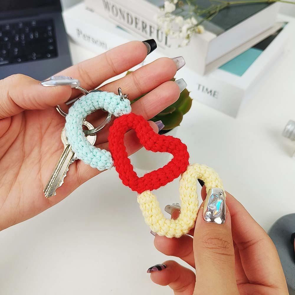 Custom Crochet Keychain Personalized Initials Keychains Handwoven Keyring Gift - MyCameraRollKeychain