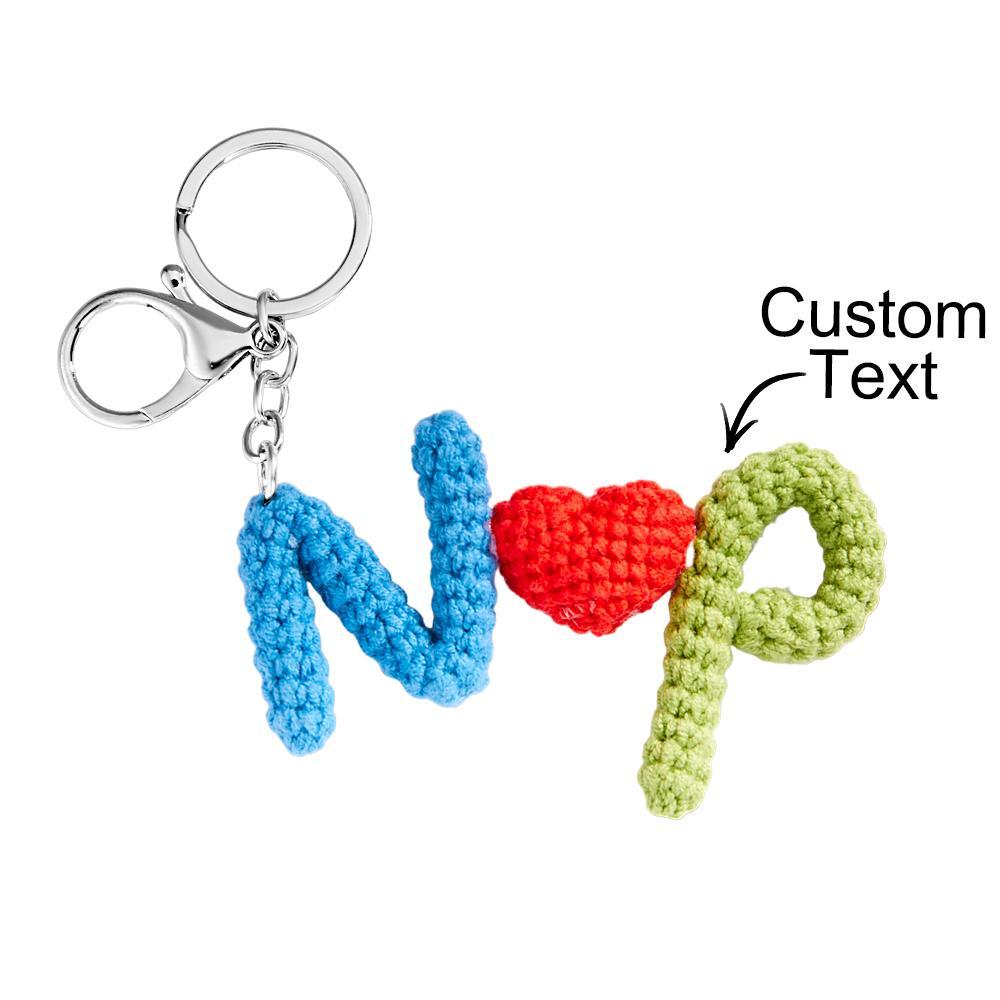 Custom Crochet Keychain Personalized Initials Keychains Handwoven Keyring Gift - MyCameraRollKeychain