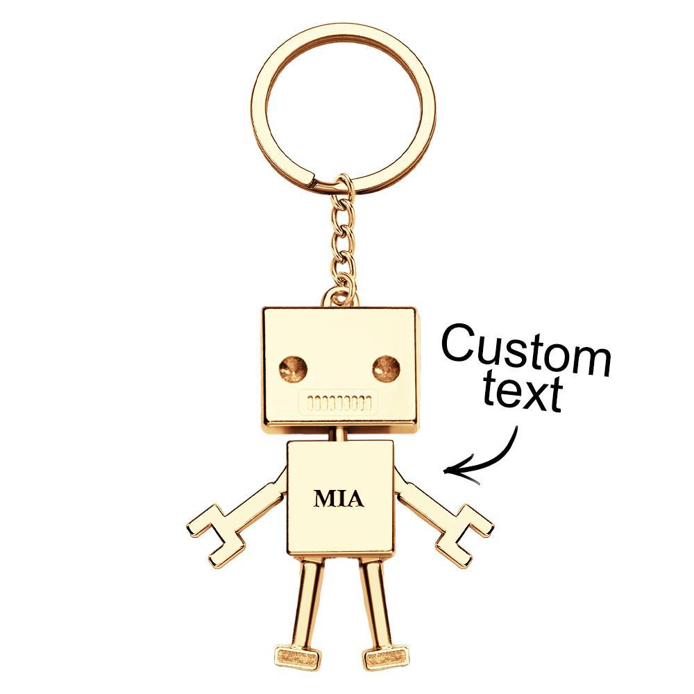 Custom Text Robot Charm Keychain Personalized Keychain Funny Gift - MyCameraRollKeychain