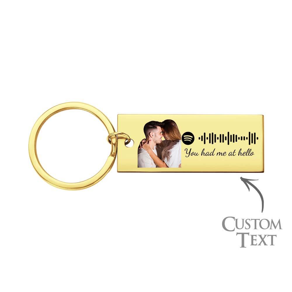 Custom Photo Engraved Spotify Music Keychain Stainless Steel Scannable Code Best Gifts For Couples - MyCameraRollKeychain