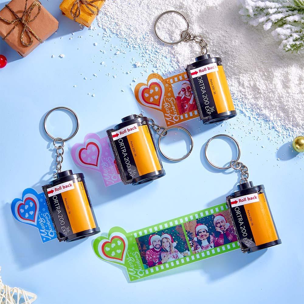 Custom Photo Film Roll Keychain Colorful Heart Decor Camera Keychain Christmas Day Gift - MyCameraRollKeychain