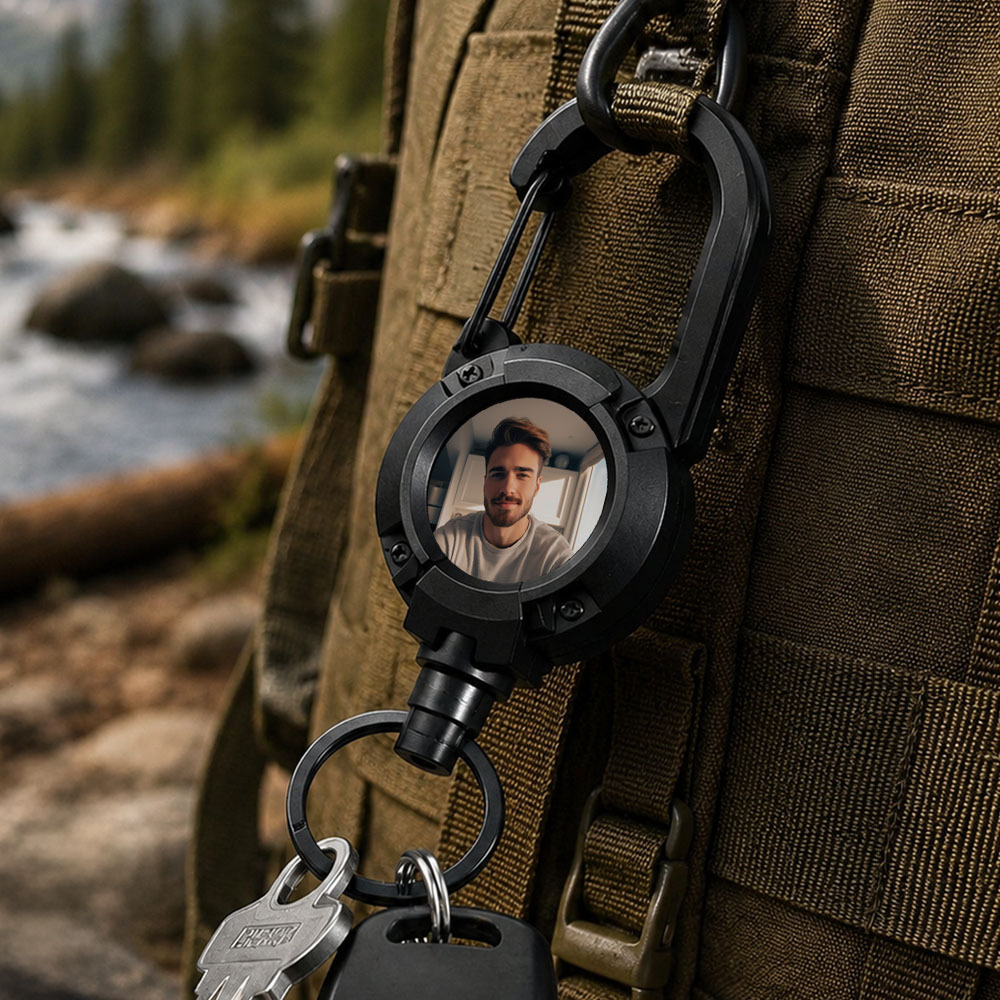 Multifunctional Retractable Carabiner Keychain – Strong Steel Wire Key Reel Clip for Outdoor, Camping, Hiking & Everyday Carry - MyCameraRollKeychain