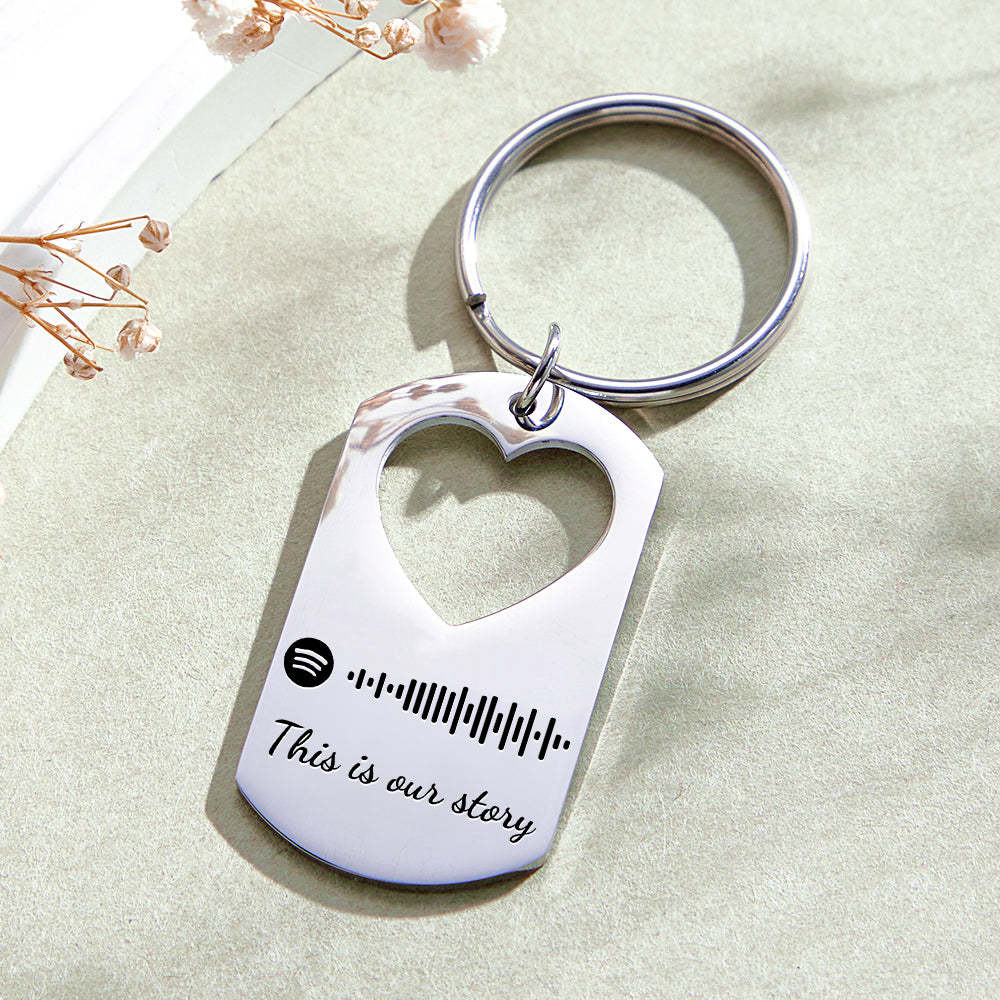 Custom Valentine's Day Gift Engraved Keychain Spotify Keychain for Lover - customphotokeychain