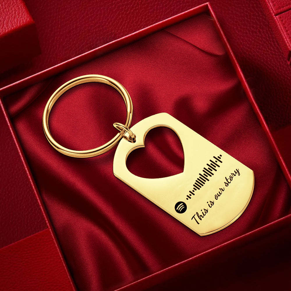 Custom Valentine's Day Gift Engraved Keychain Spotify Keychain for Lover - customphotokeychain