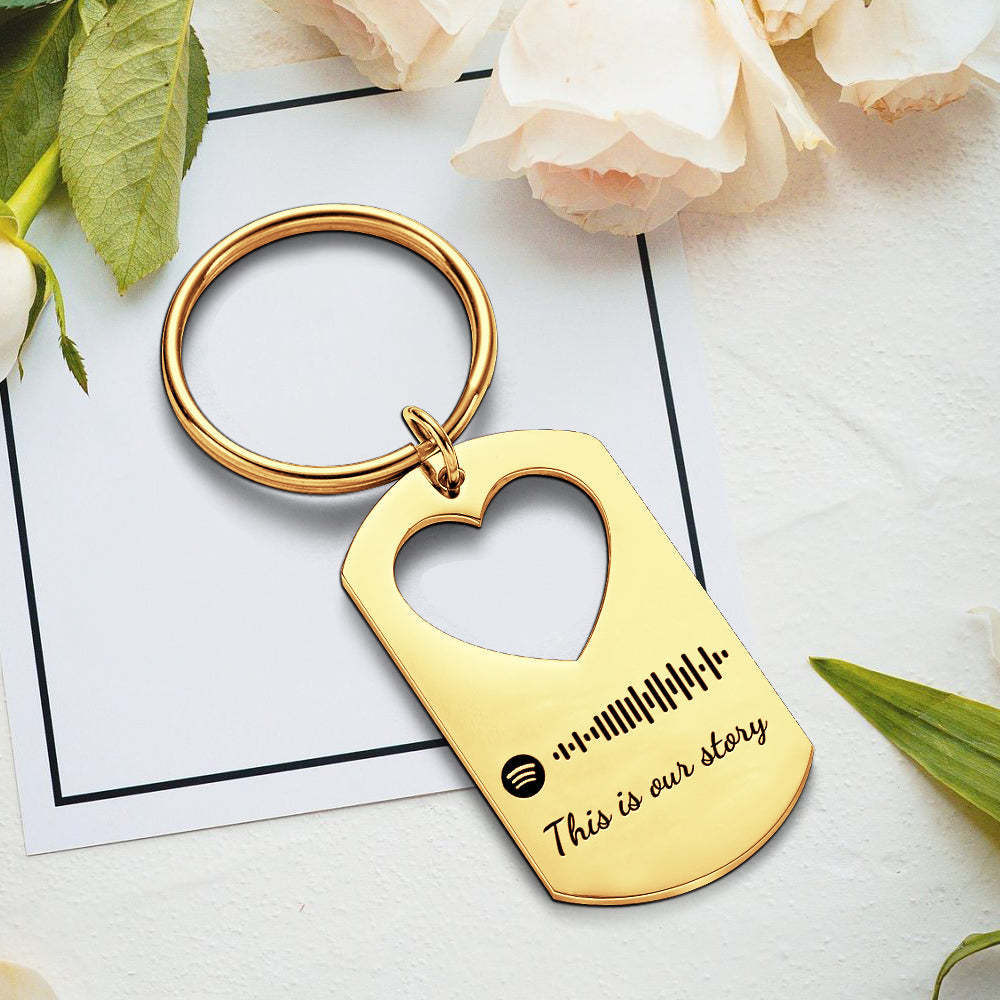 Custom Valentine's Day Gift Engraved Keychain Spotify Keychain for Lover - customphotokeychain