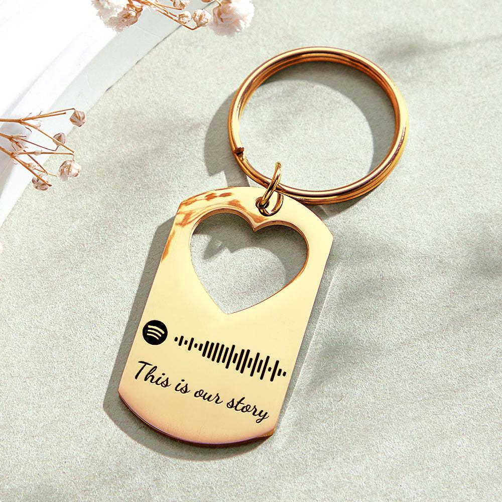 Custom Valentine's Day Gift Engraved Keychain Spotify Keychain for Lover - customphotokeychain