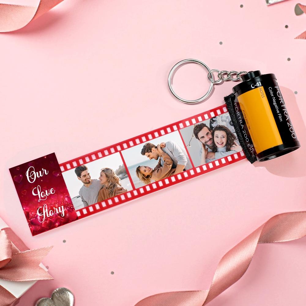 Red Love Heart Photo Film Roll Keychain Personalized Pullable Camera  Keychain Valentine's Day Gifts For Couples
