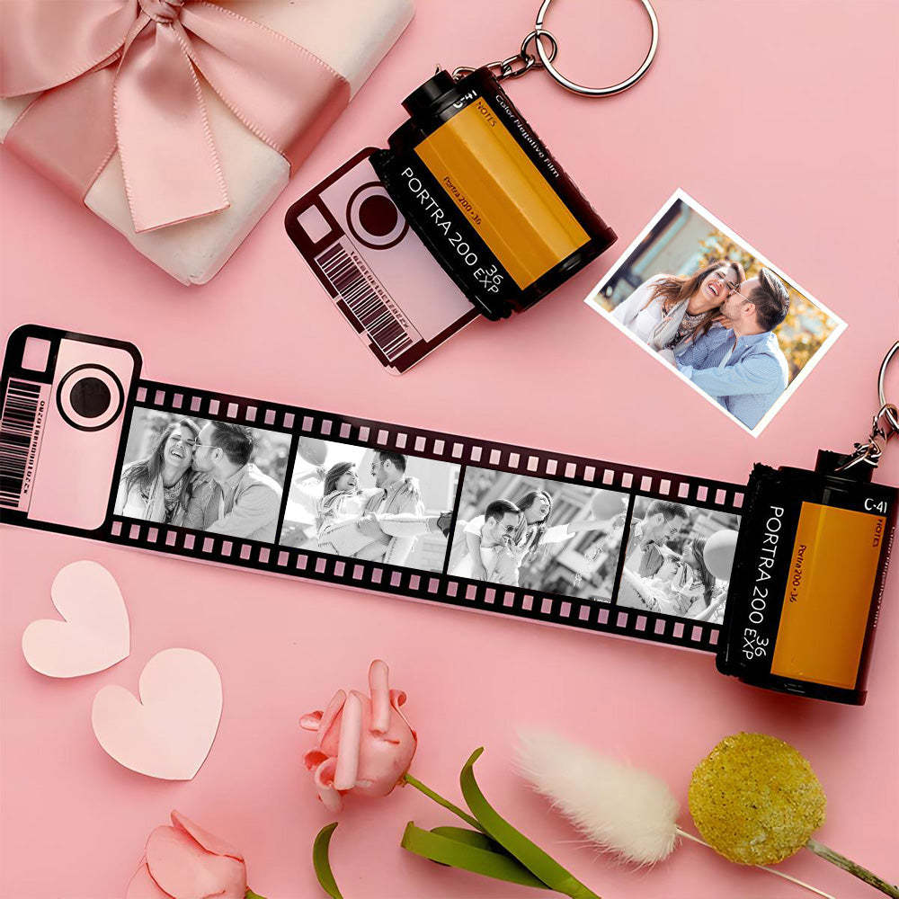 Personalized Keychains with Picture Vintage Photo Camera Roll keychain Photo Reel Album Frame Key Rings - MyCameraRollKeychain