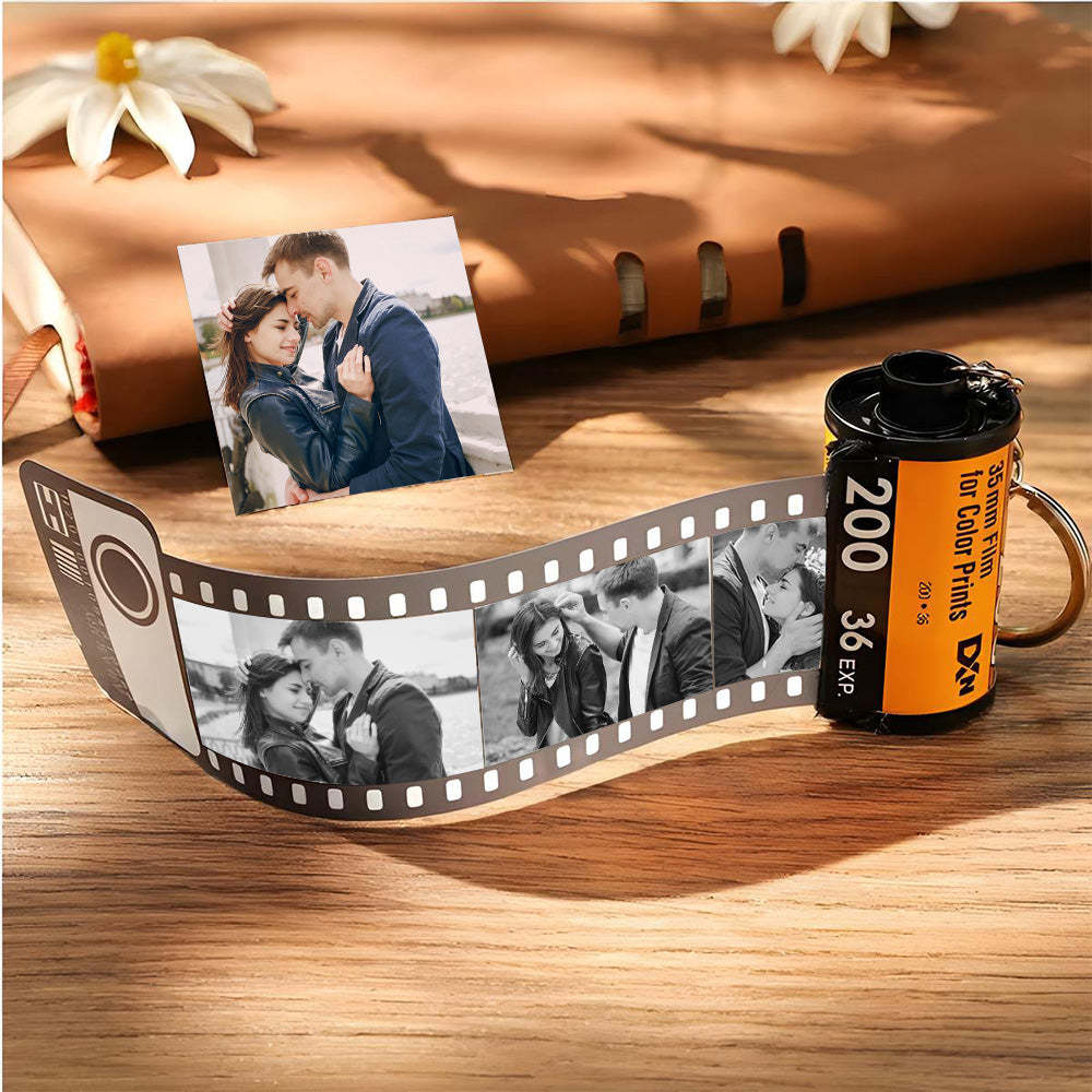 Personalized Keychains with Picture Vintage Photo Camera Roll keychain Photo Reel Album Frame Key Rings - MyCameraRollKeychain