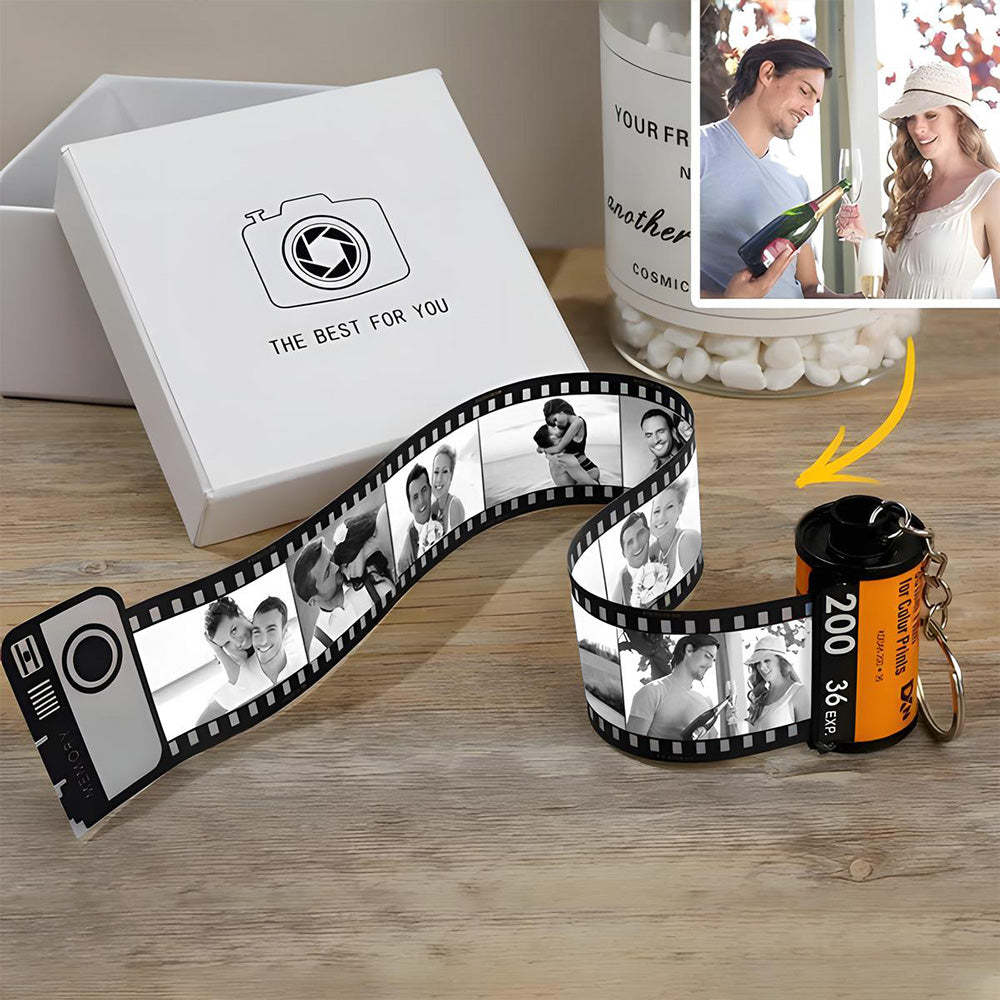 Personalized Keychains with Picture Vintage Photo Camera Roll keychain Photo Reel Album Frame Key Rings - MyCameraRollKeychain