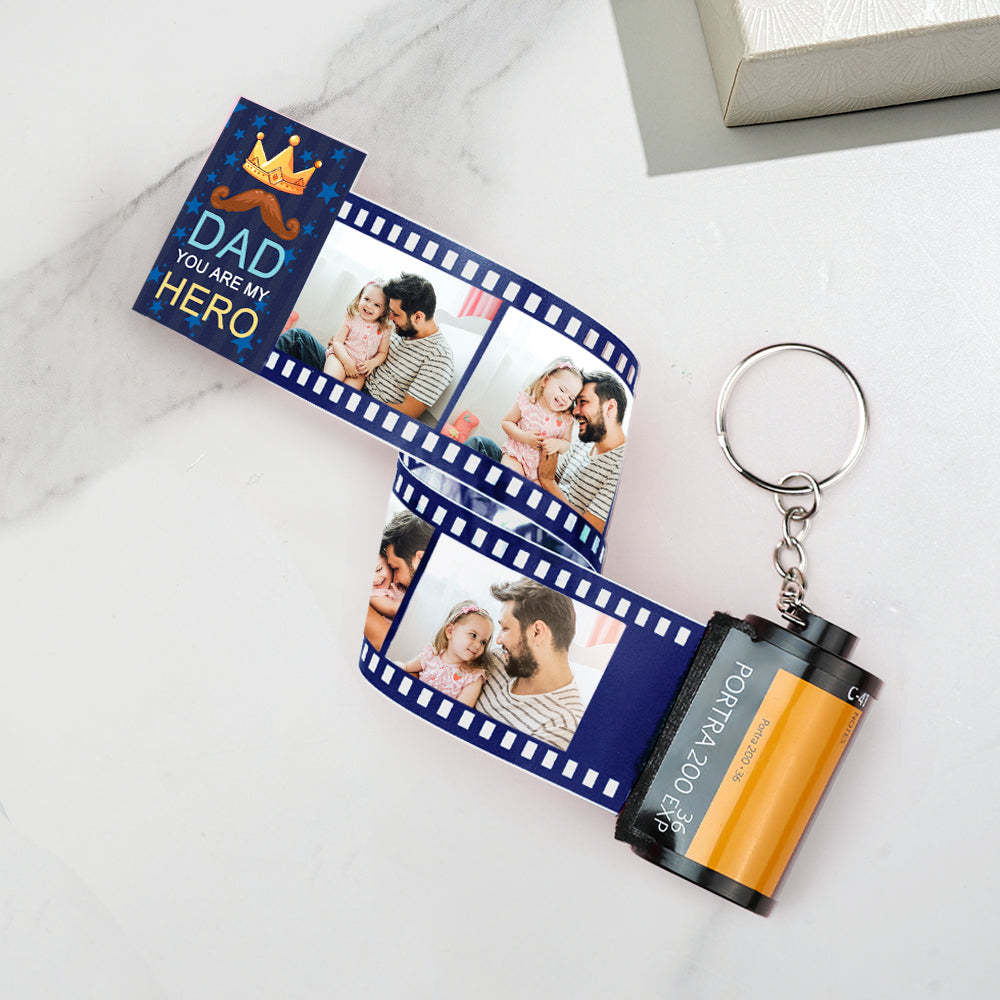 Custom Photo Camera Keychain Dad You Are My Hero Film Roll  Keychain Father's Day Gift - MyCameraRollKeychain